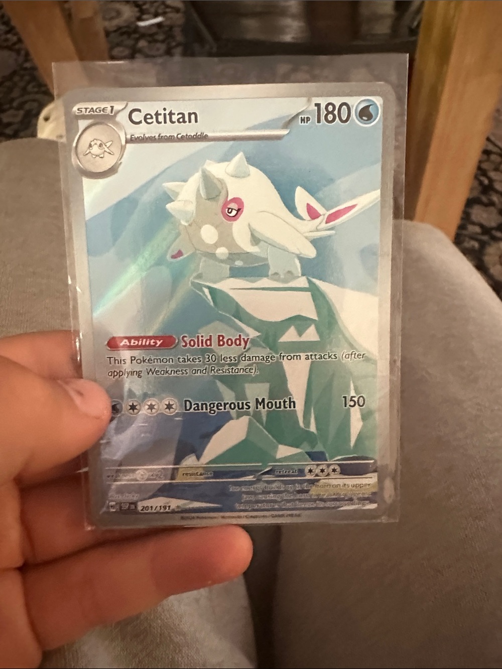 Pokemon Cetitan Trading Card - Blue, White, Pink Accents